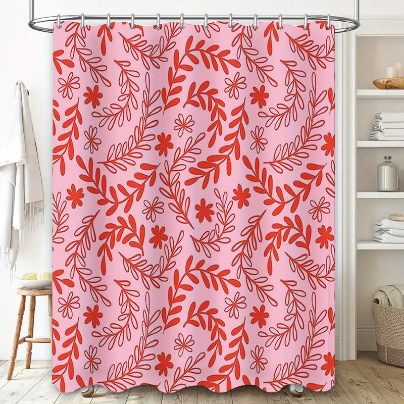 Pink Red Floral Shower Curtain - Interior Design Your Home ulasan dan harga