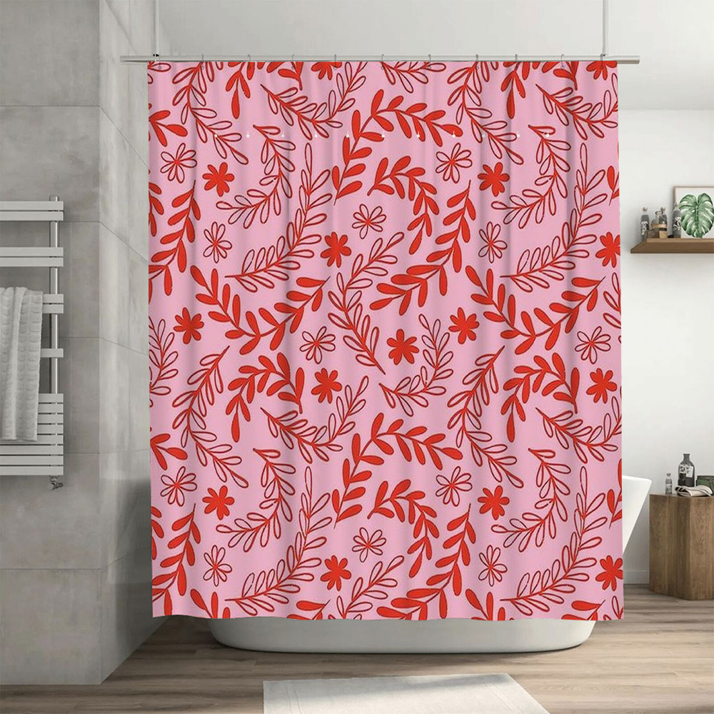 Pink Red Floral Shower Curtain - Interior Design Your Home ulasan dan harga