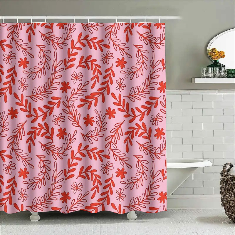 Pink Red Floral Shower Curtain - Interior Design Your Home ulasan dan harga